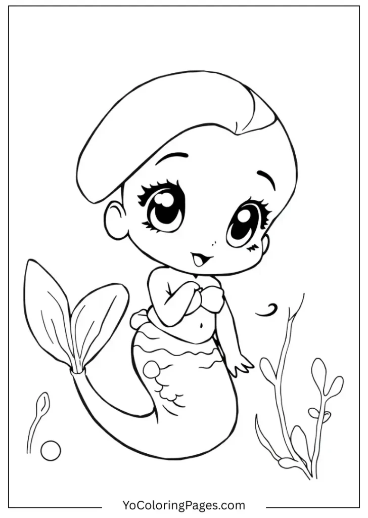 Baby Mermaid Coloring Page
