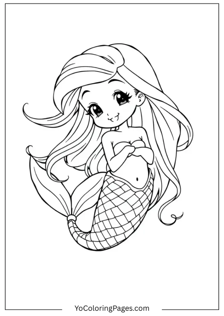 Cute Mermaid Coloring Page