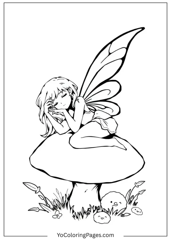 Sleeping Fairy Coloring Page