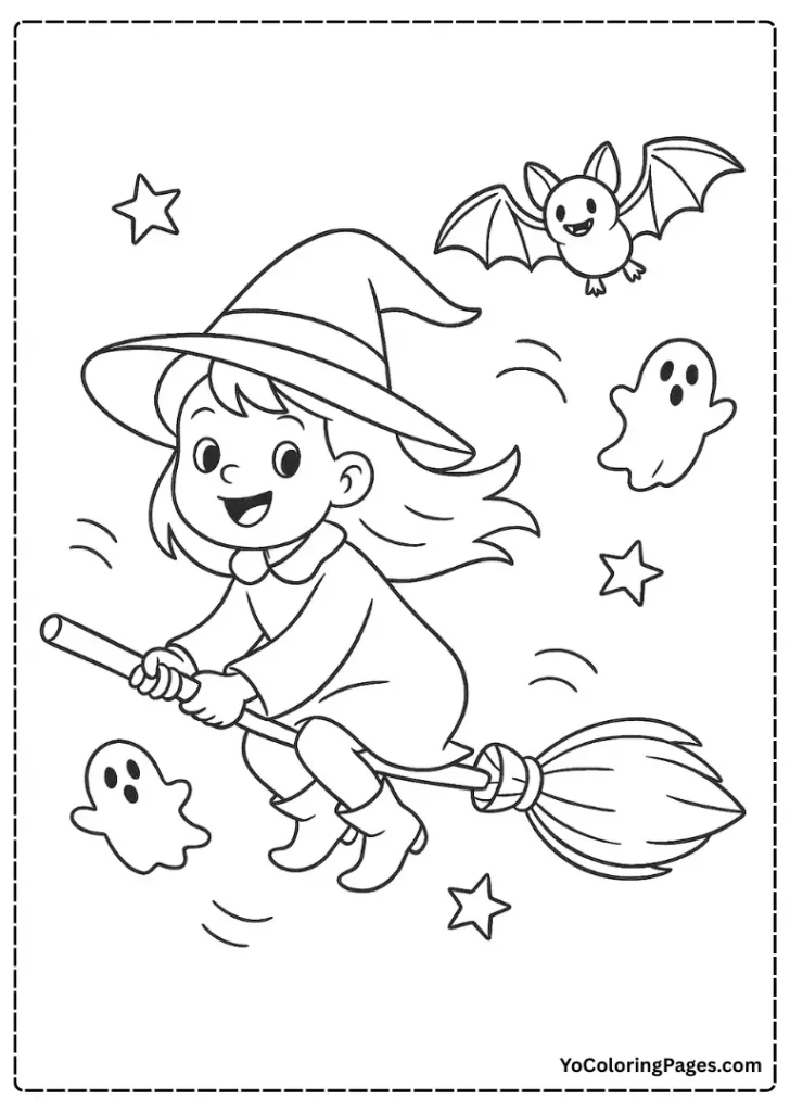 Halloween broomstick witch