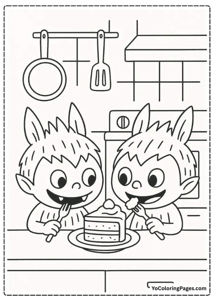 Labubu Elves Sharing Cake