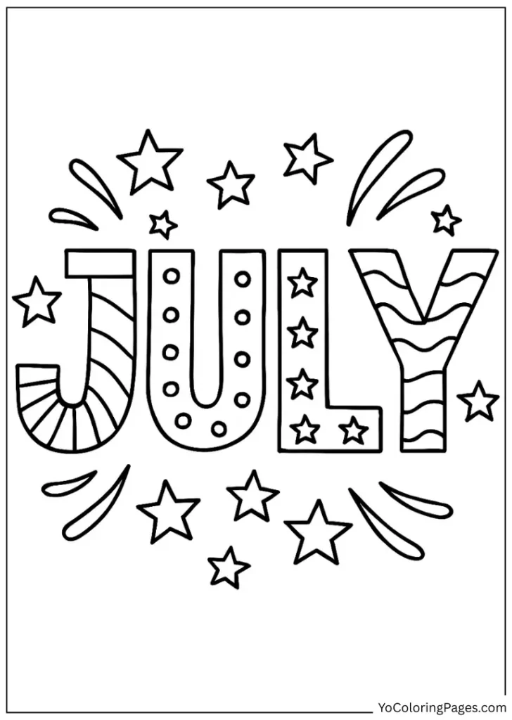 Simple Outline “July” Text