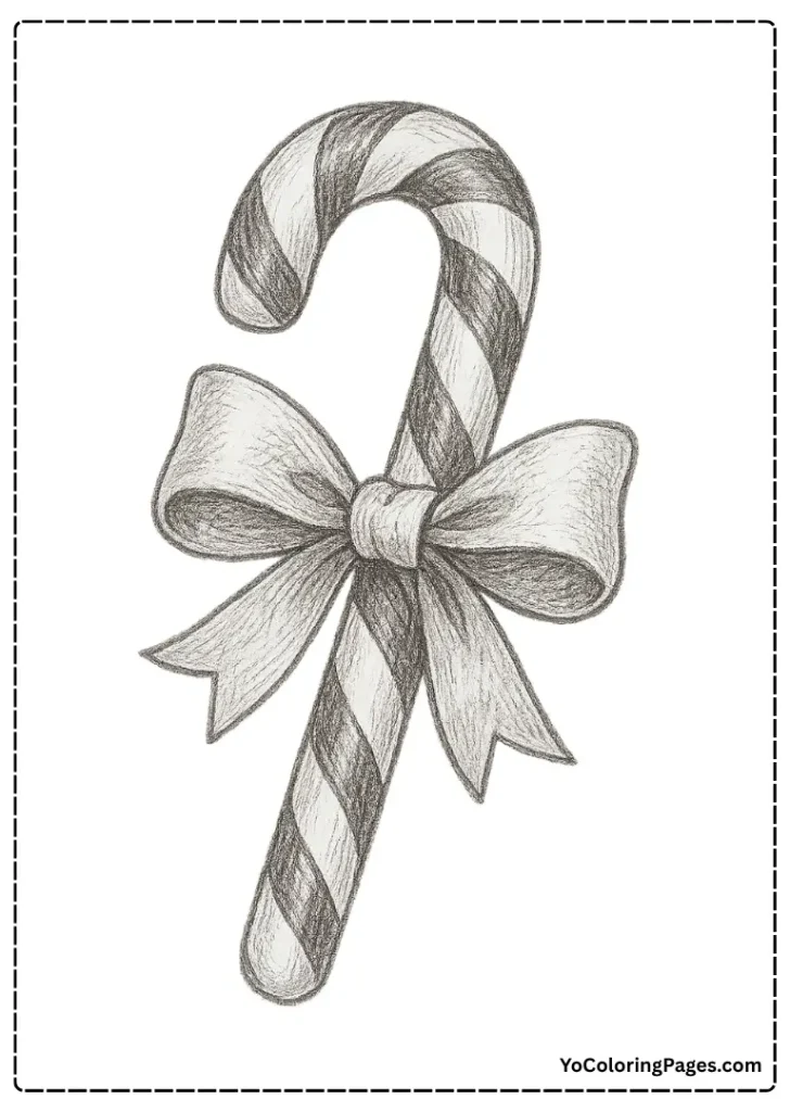 Candy Cane with Bow