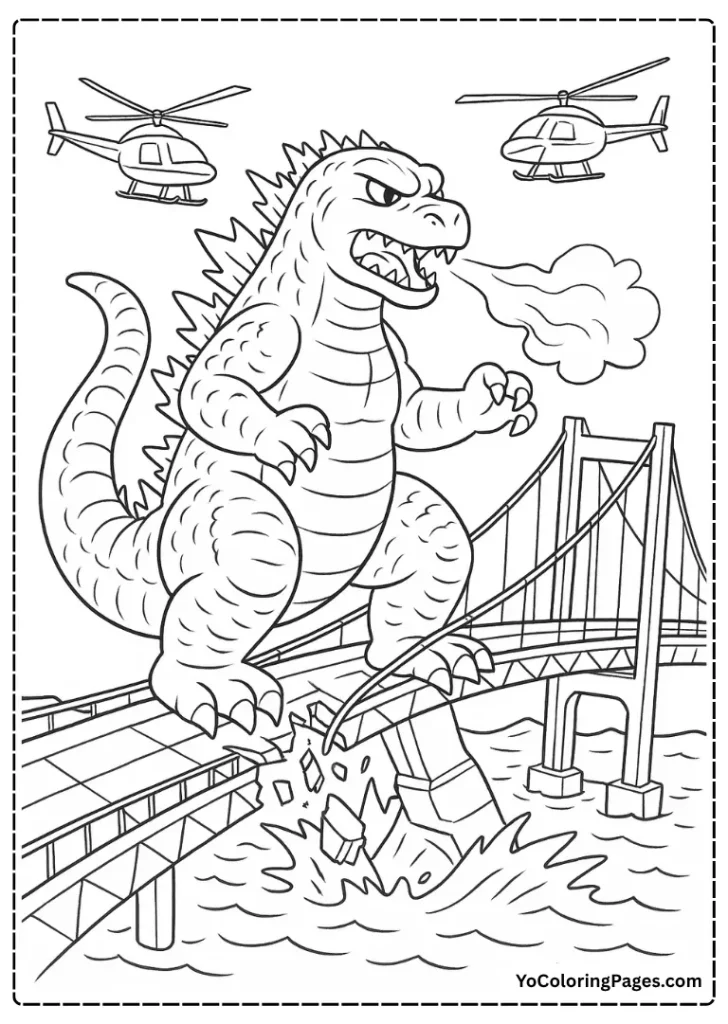 Godzilla Destroying a Bridge