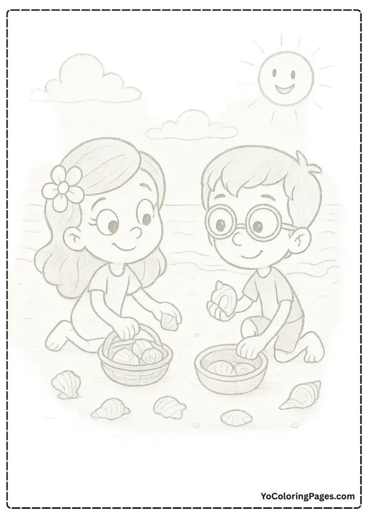 Oona and Nonny Collecting Seashells